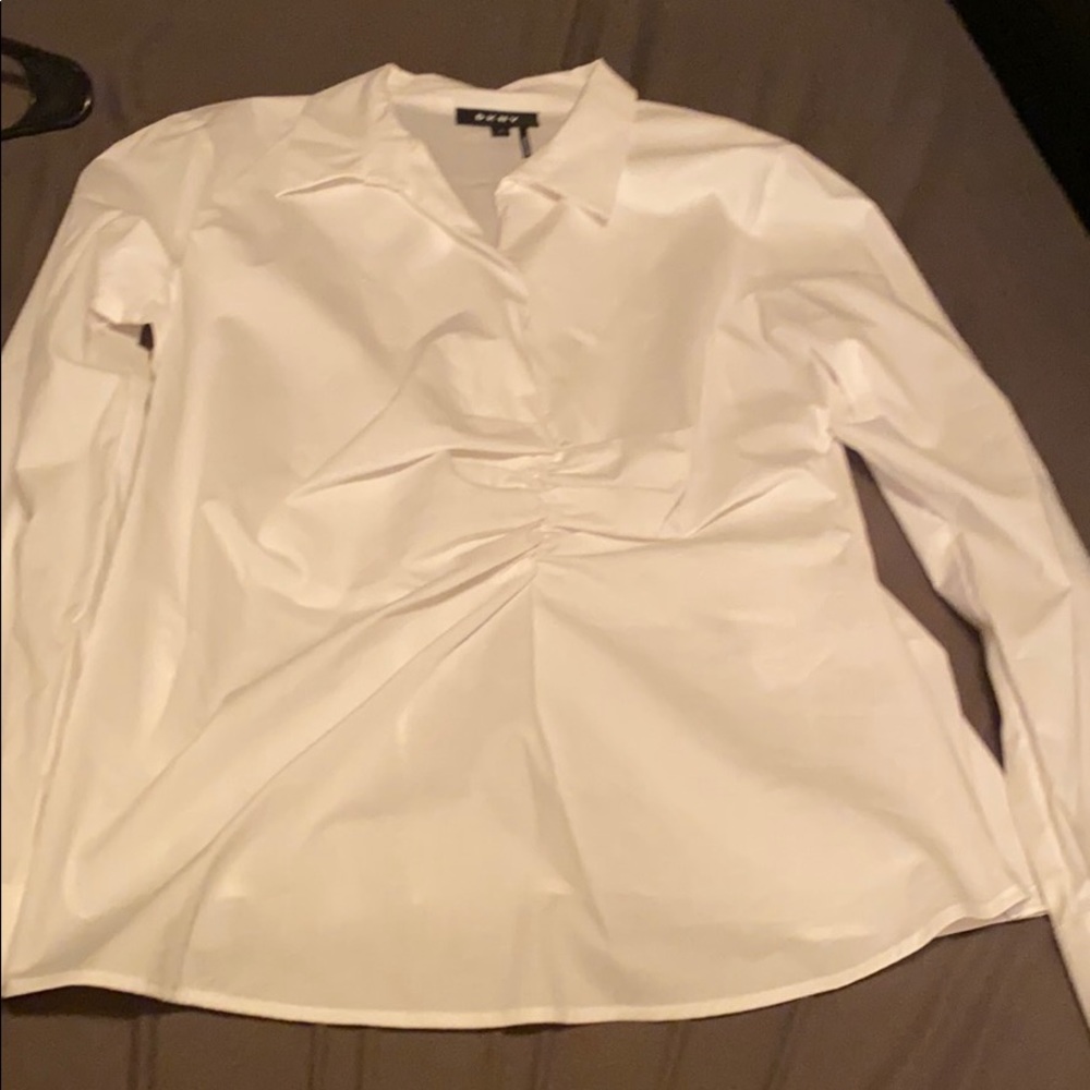 New without tags DKNY white long sleeve blouse L